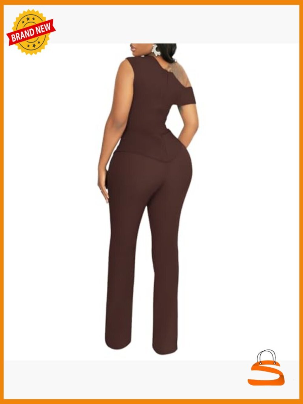 2 Piece Outfits One Shoulder Ruched Top & Long Pant Set Sleeveless - Picture 4 of 7